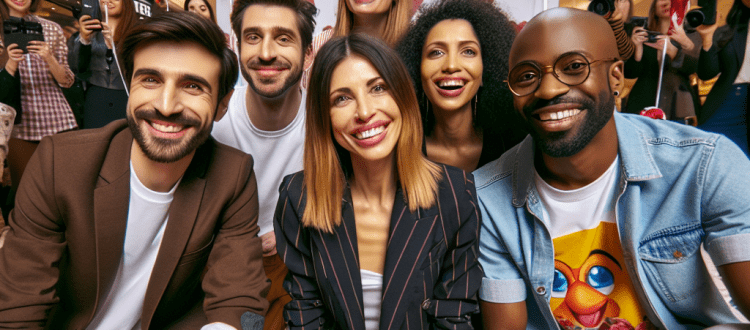 Des employés d'une entreprise participent à une célébration de la fête de la Saint Valentin dans un centre commercial. Scéal studio plateforme d'écriture créative.